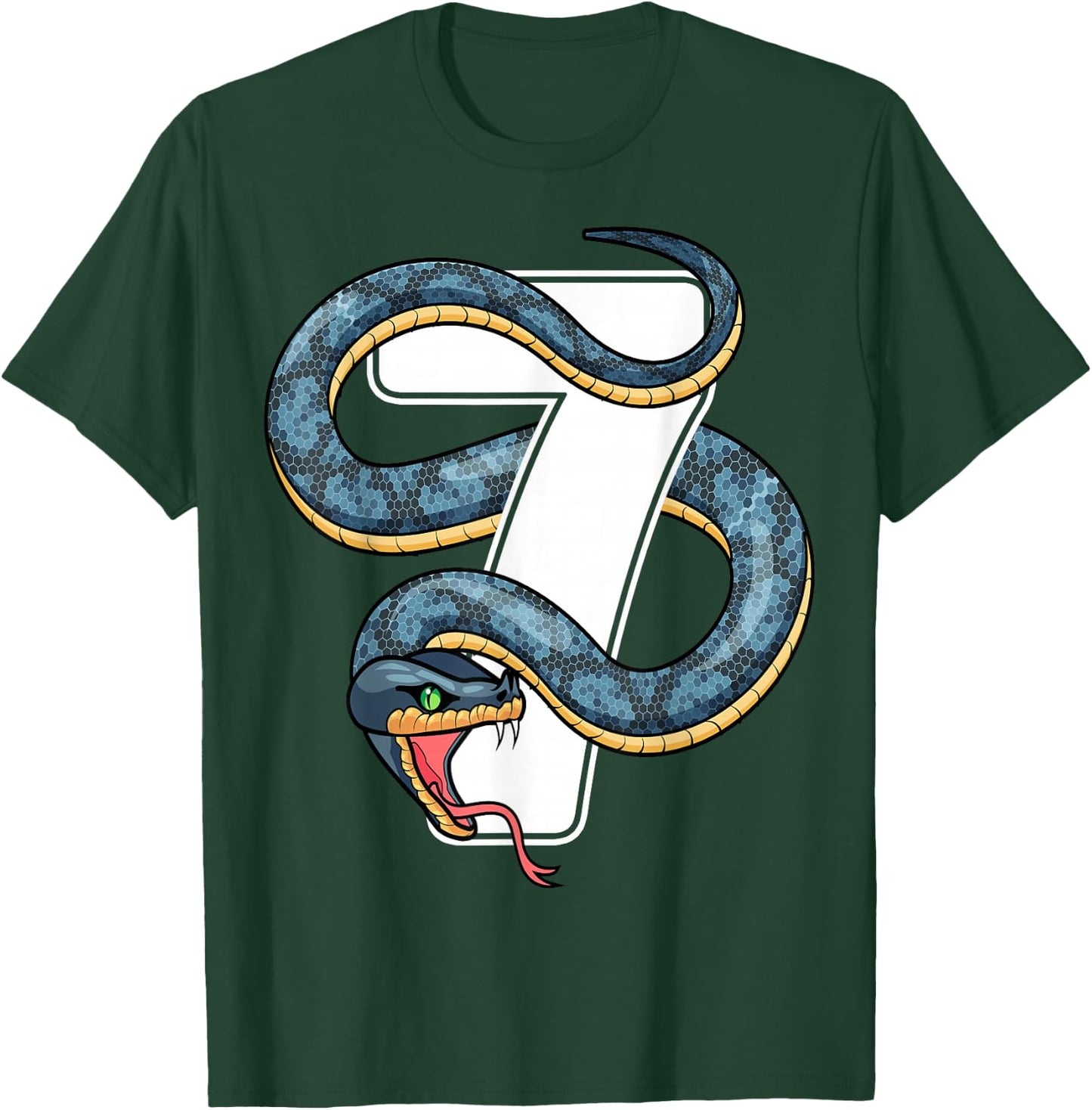 7th Birthday Snake Lover Seven 7 Year Old Birthday Boy Girl T-Shirt - T-Shirt | Forest