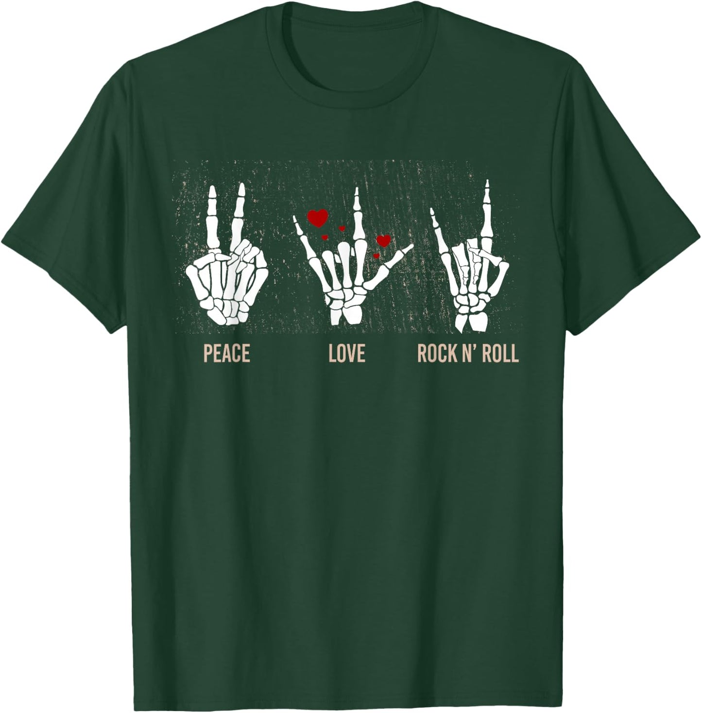 Peace Love Rock N' Roll Guitar Hippie Lover T-Shirt - T-Shirt | Forest