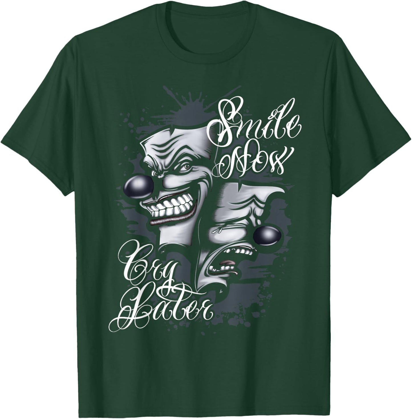 Smile Now Cry Later Chicano Tattoo Art T-Shirt - T-Shirt | Forest