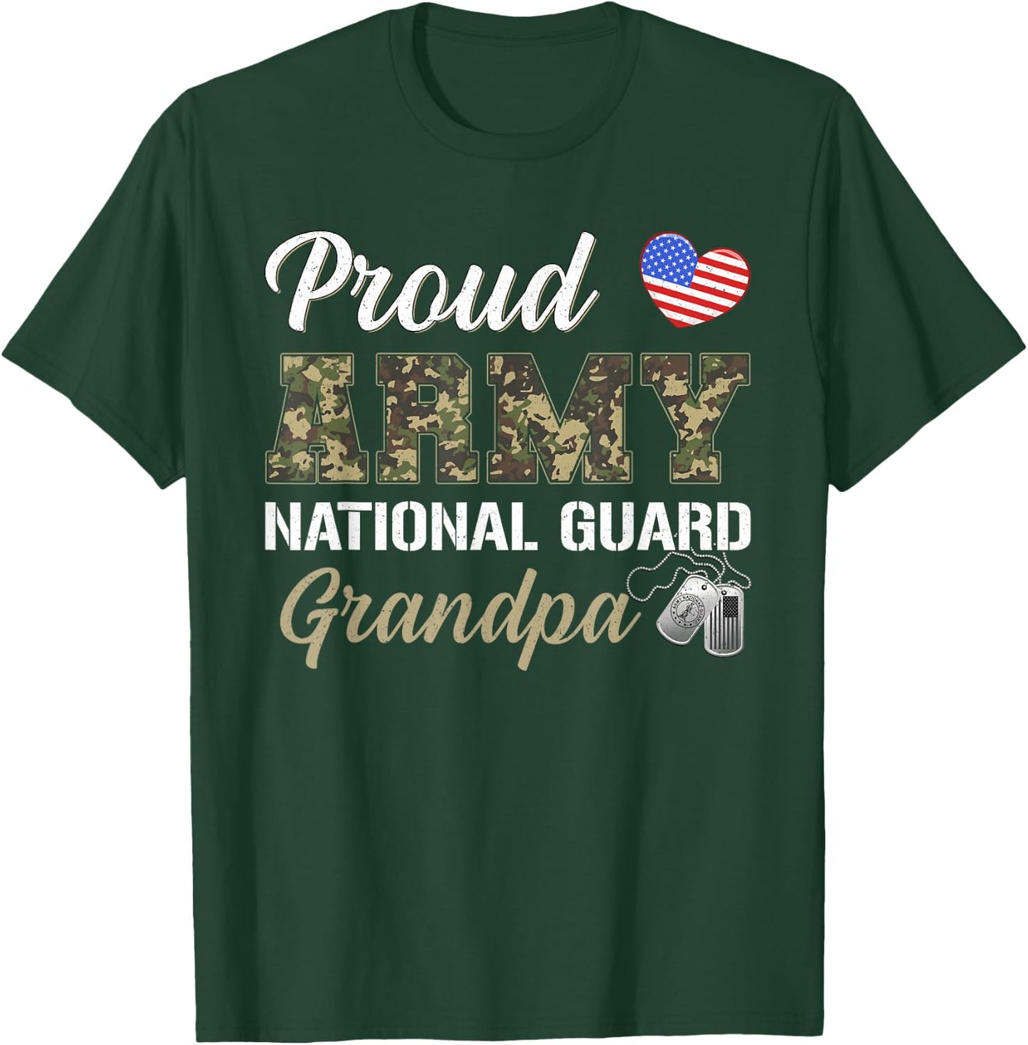 Proud Army National Guard Grandpa Military Pride Costume T-Shirt - T-Shirt | Forest