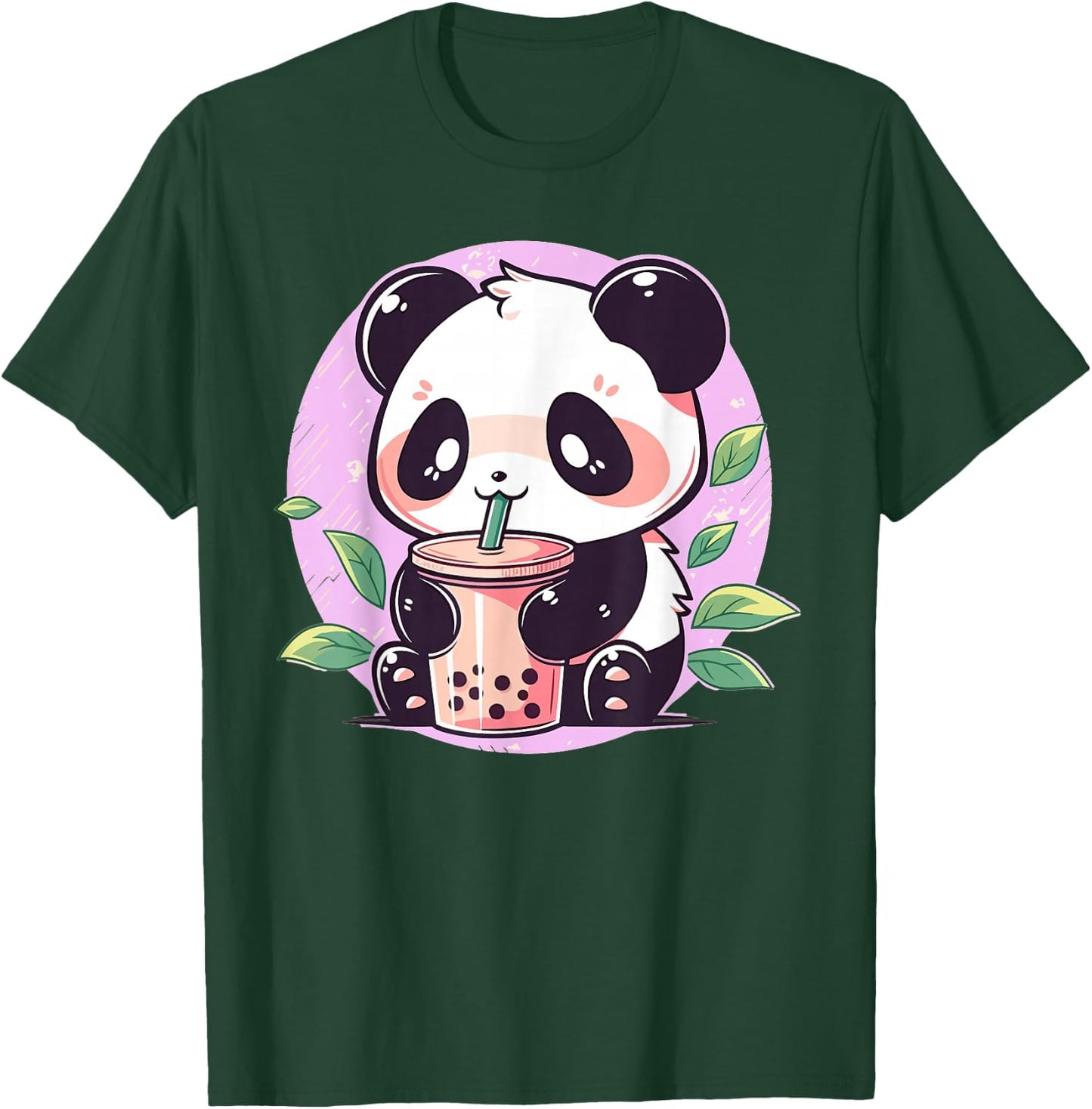 Kawaii Cute Anime Panda Drinking Bubble Boba Tea Girls Teens T-Shirt - T-Shirt | Forest