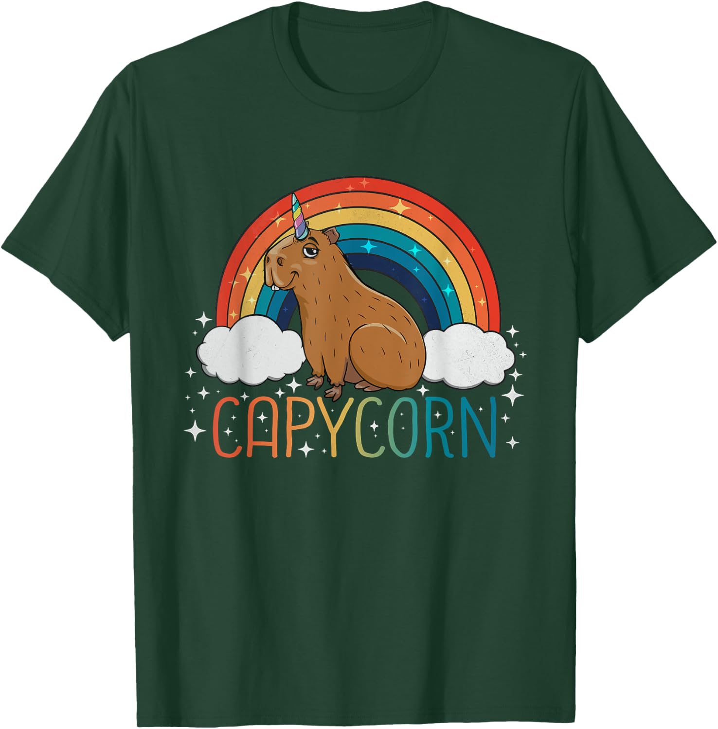 Capybara Lover Girls Unicorn Rainbow Capybara T-Shirt - T-Shirt | Forest