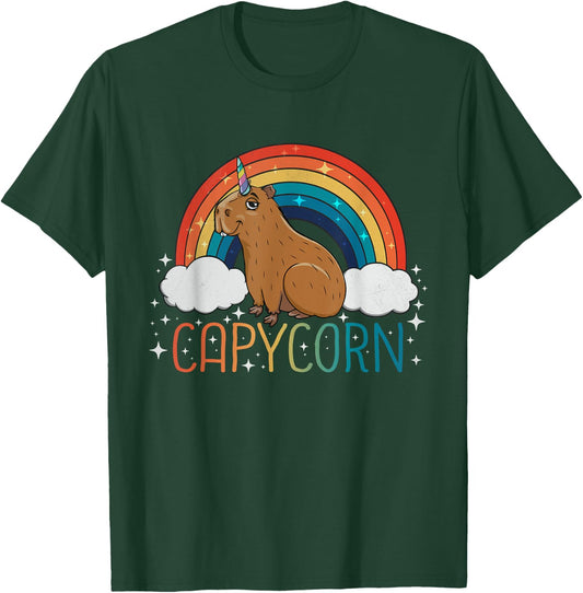 Capybara Lover Girls Unicorn Rainbow Capybara T-Shirt - T-Shirt | Forest