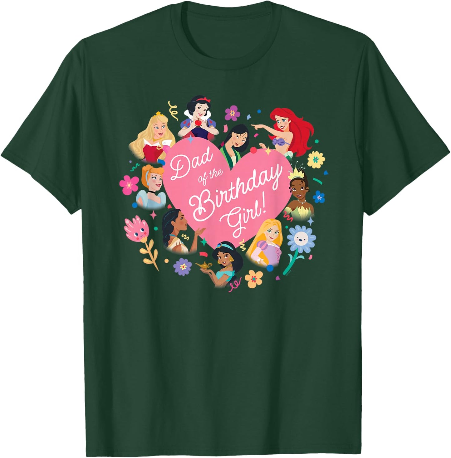 Disney Princess Family Heart Dad of The Birthday Girl T-Shirt - T-Shirt | Forest