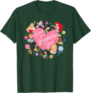 Disney Princess Family Heart Dad of The Birthday Girl T-Shirt - T-Shirt | Forest