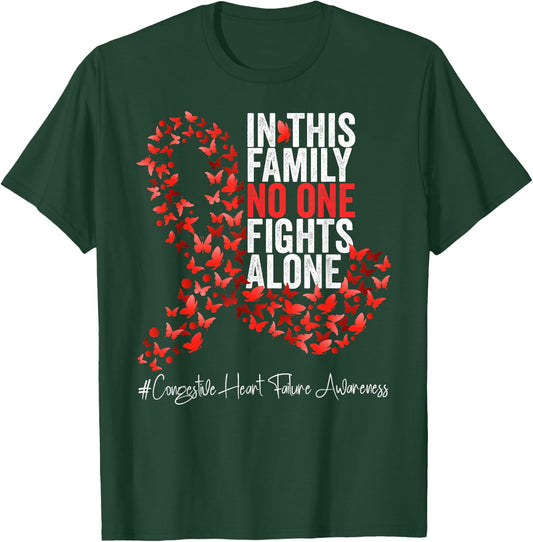 Congestive Heart Failure Awareness Month Red Ribbon T-Shirt - T-Shirt | Forest