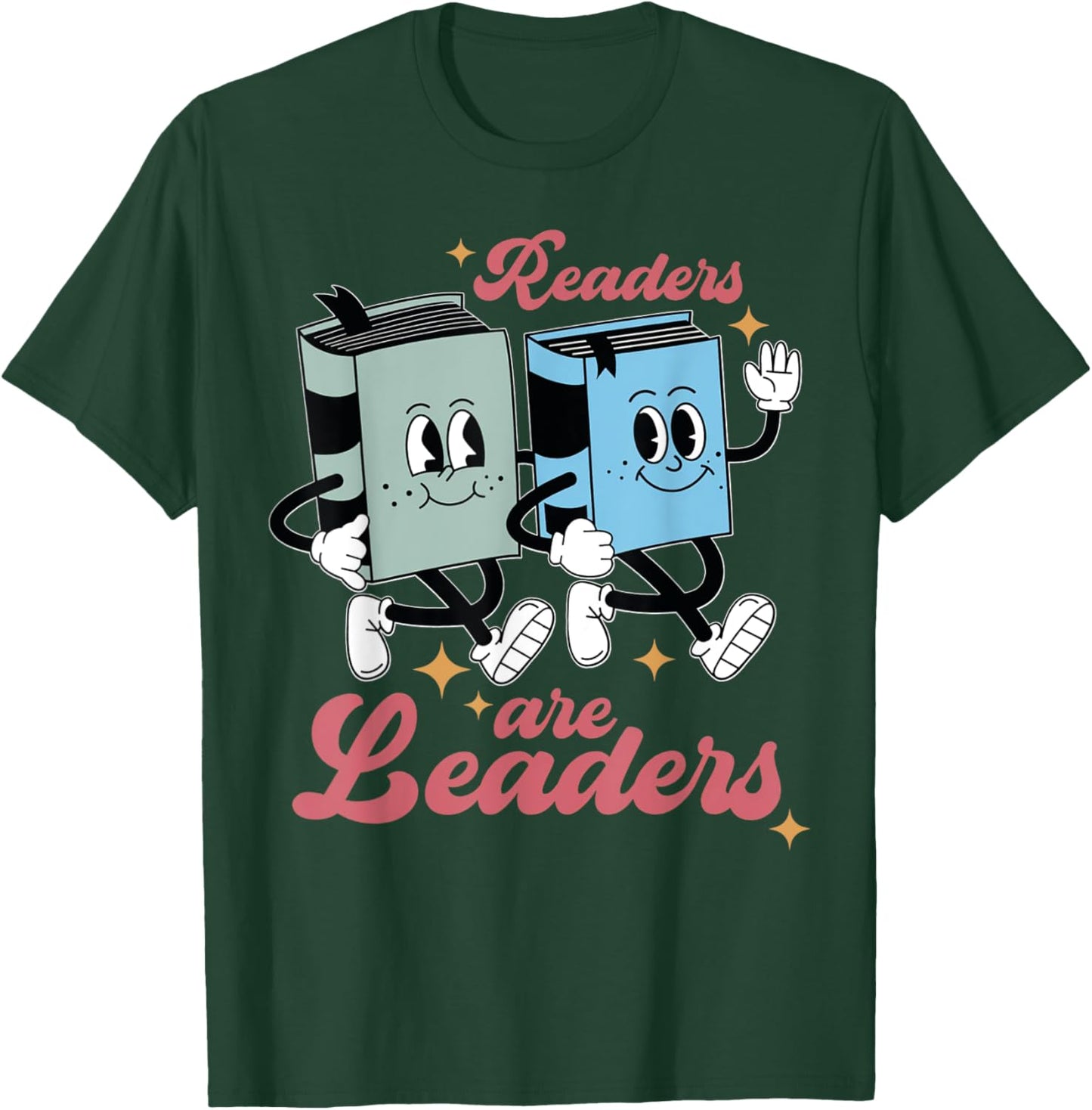 Reading Teacher Readers Are Leaders Retro Groovy Vintage Men Women T-Shirt - T-Shirt | Forest