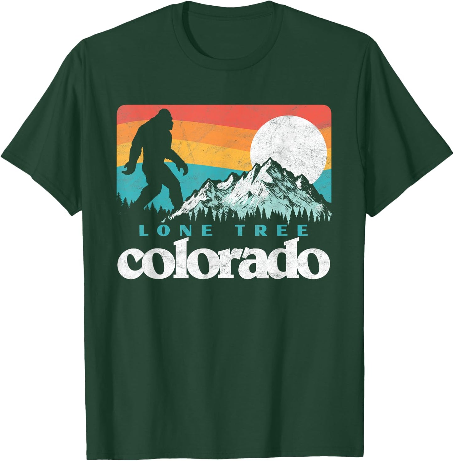 Lone Tree Colorado Retro 80s Bigfoot Mountains T-Shirt - T-Shirt | Forest