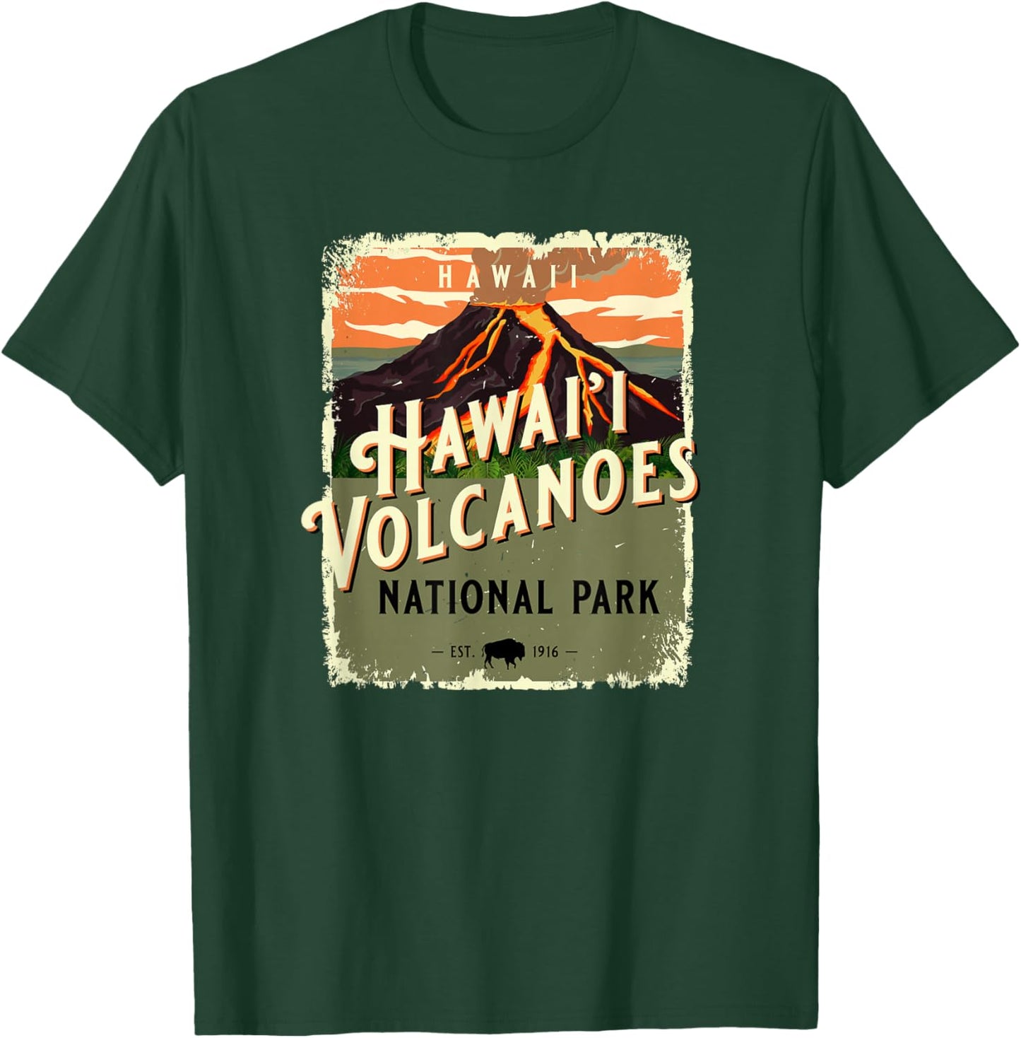 Vintage Hawaii Volcanoes National Park USA Travel Souvenir T-Shirt - T-Shirt | Forest