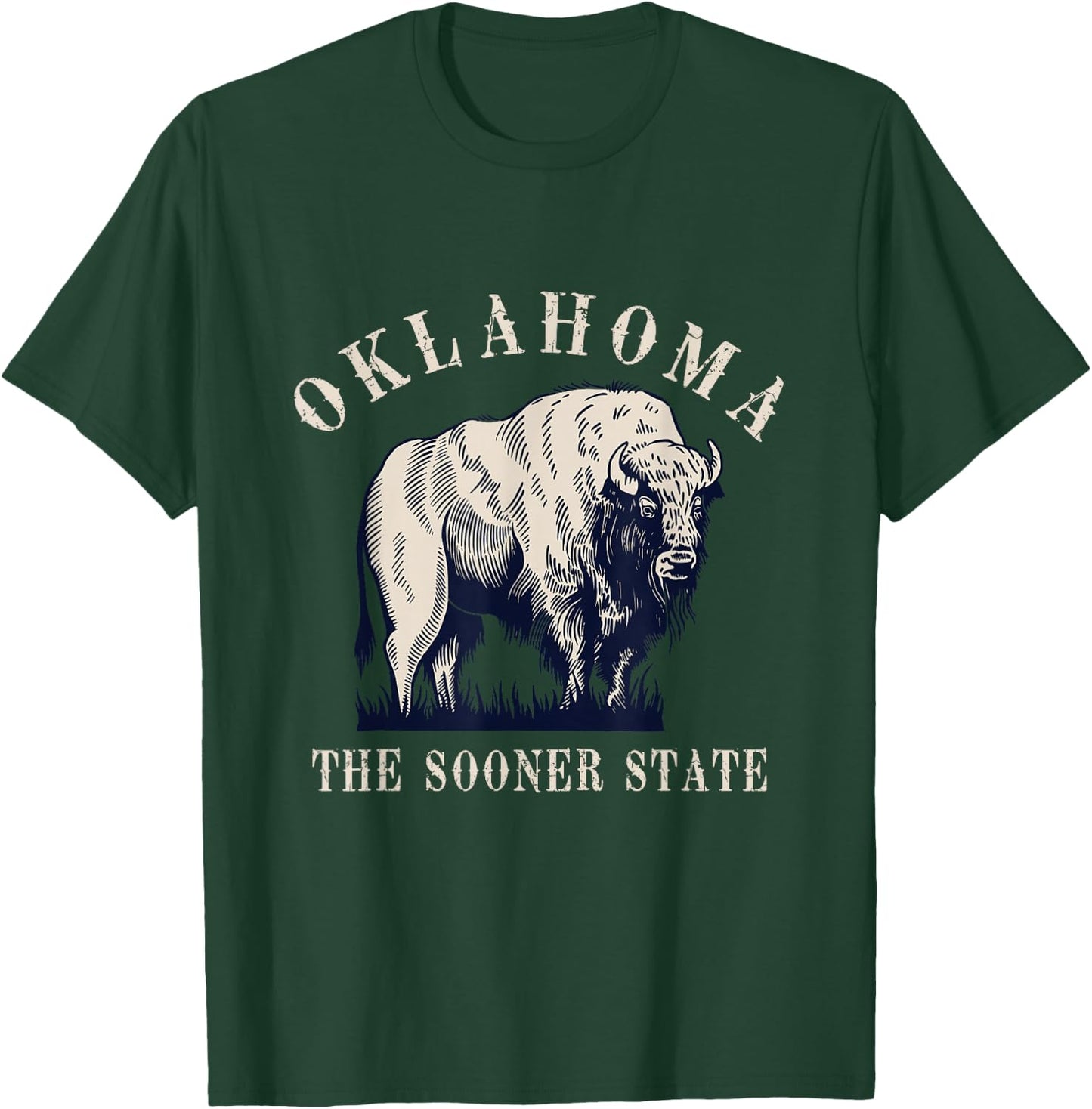 Kattie Kattie Oklahoma Bison Buffalo Vintage - -Adults & Kids - Black - Small - Short Sleeve - - Retro Graphic T-Shirt - T-Shirt | Forest