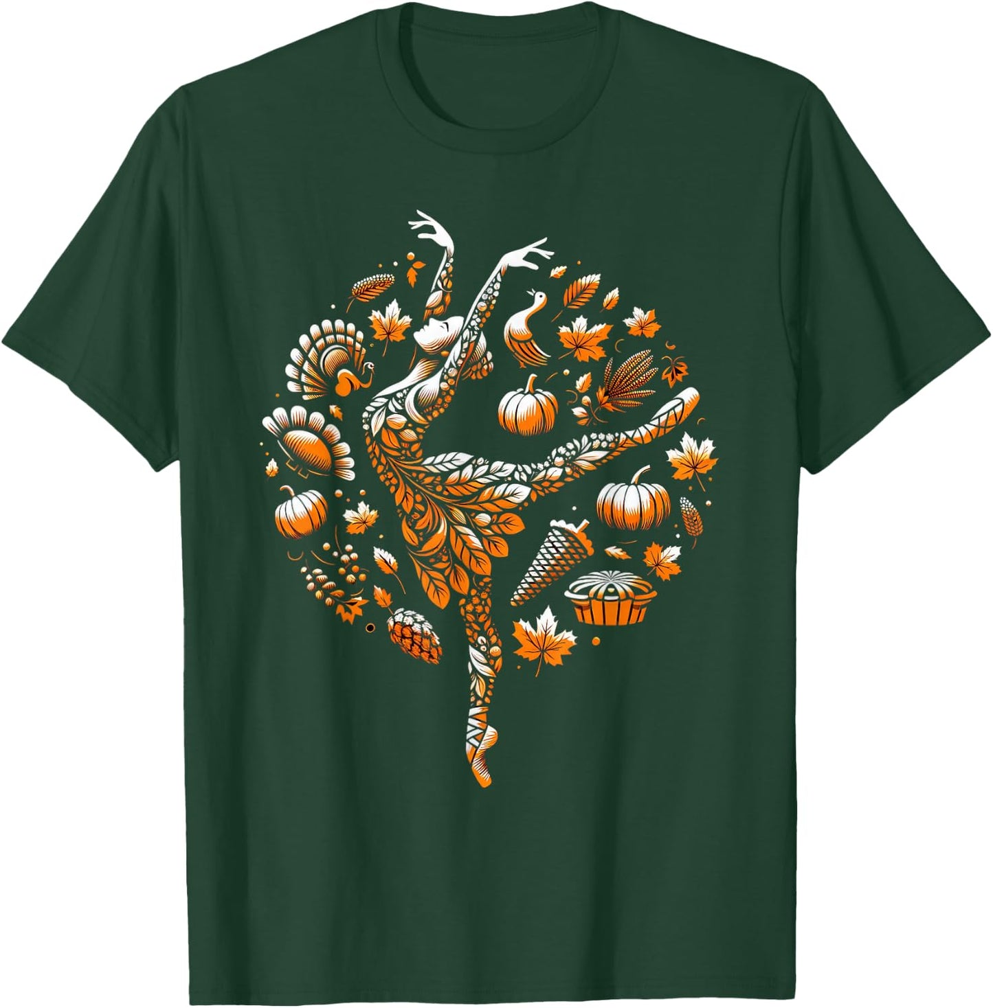 Girl Dancer Thanksgiving Turkey Day Ballet Dance - Ballerina T-Shirt - T-Shirt | Forest