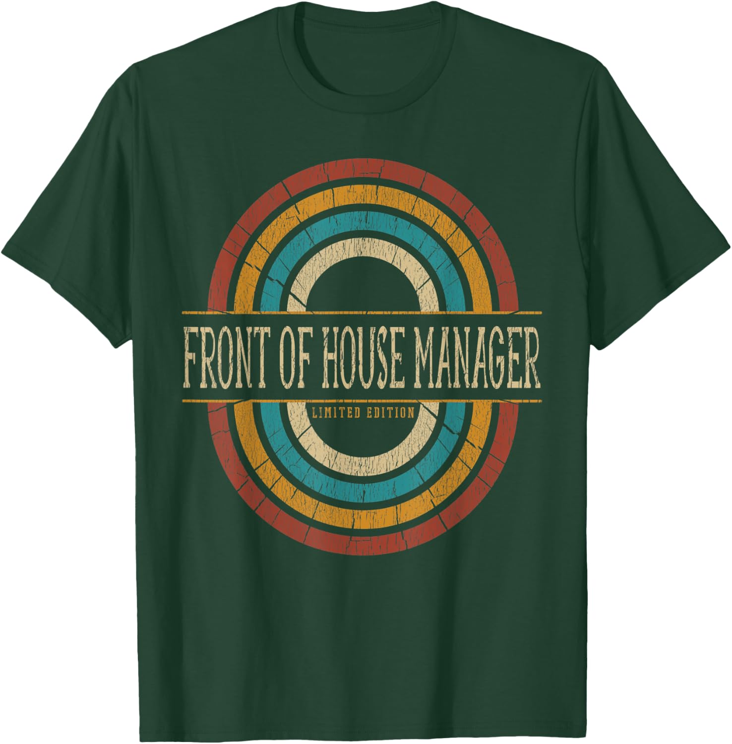 Front Of House Manager Vitnage Retro T-Shirt - T-Shirt | Forest