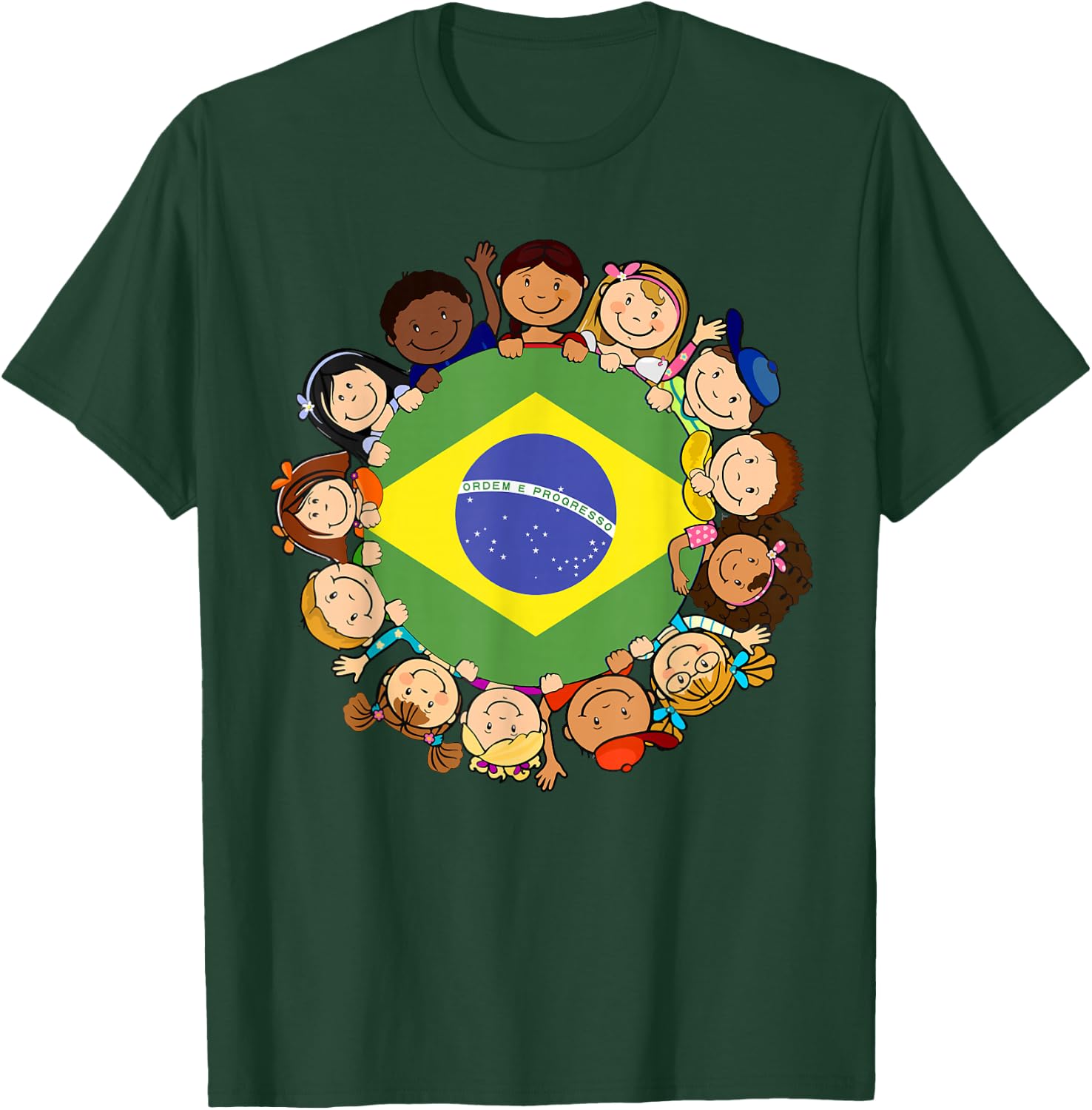 Brazil Flag Hispanic Heritage Month Brazilian Kids Boy Girl T-Shirt - T-Shirt | Forest