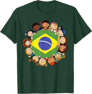 Brazil Flag Hispanic Heritage Month Brazilian Kids Boy Girl T-Shirt - T-Shirt | Forest