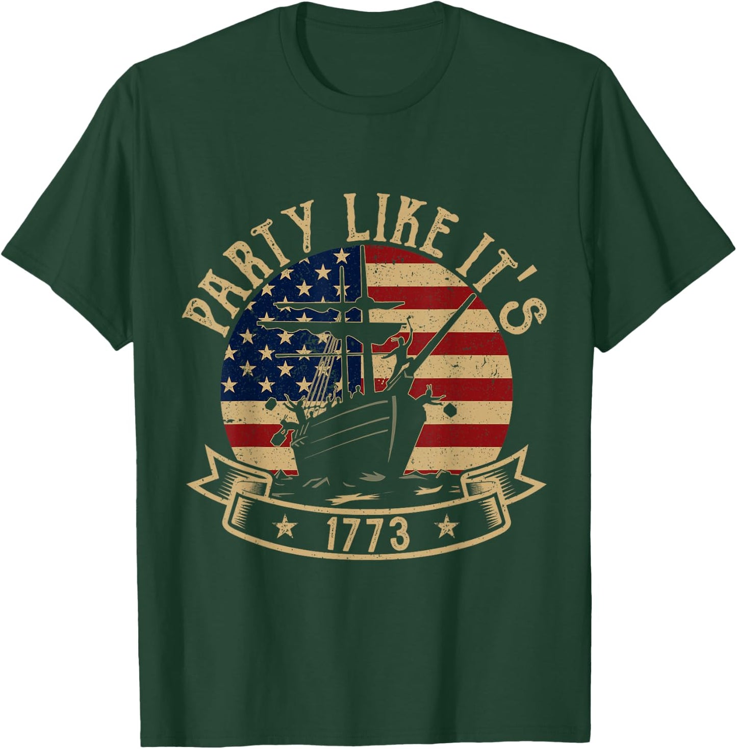 Party Like It's 1773 Funny US History Boston Tea Vintage T-Shirt - T-Shirt | Forest