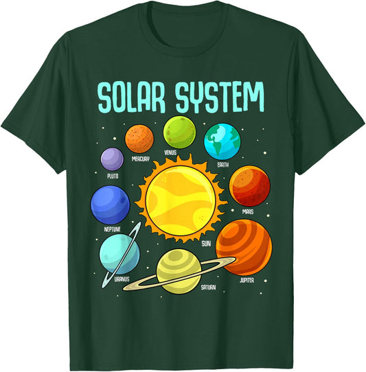 Solar Systems Planets Science Space Boys Girls STEM Colorful T-Shirt - T-Shirt | Forest