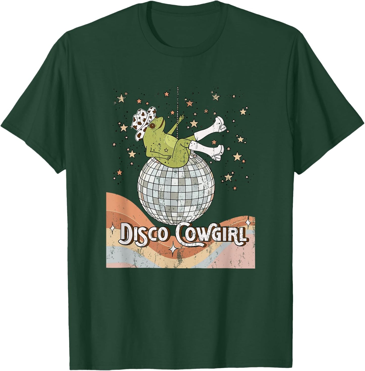 Retro Disco cowgirl, Space Cowgirl, Disco Party frog Cowboy T-Shirt - T-Shirt | Forest