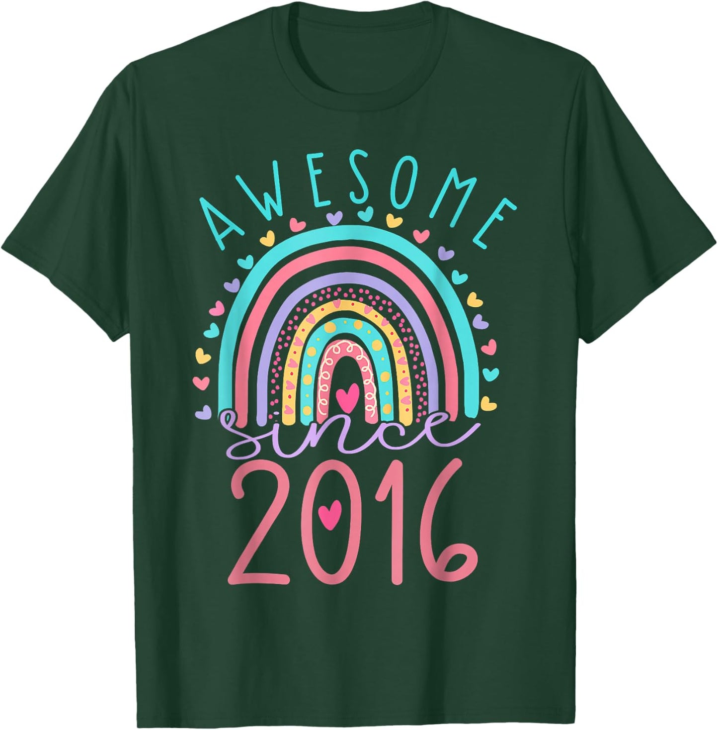 Awesome Since 2016 7th Birthday Rainbow Gifts Born In 2016 T-Shirt - T-Shirt | Forest