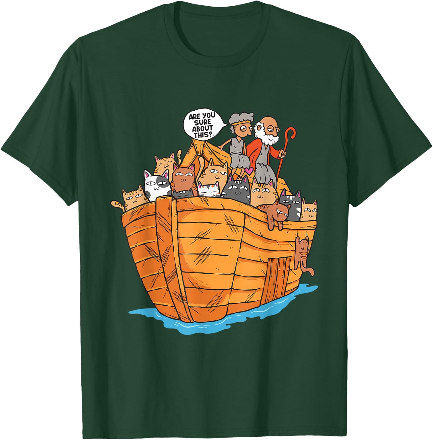 Noah's Ark Boat with Cats Religious Christian Cat Lover T-Shirt - T-Shirt | Forest