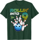 Rollin Into 9 Retro Bowling Birthday Party 9th Birthday T-Shirt - T-Shirt | Forest