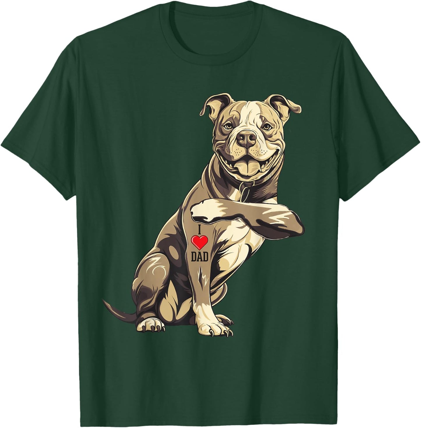 Pitbull I Love Dad Pit Bull Terrier Pettie Dog Owner Father T-Shirt - T-Shirt | Forest