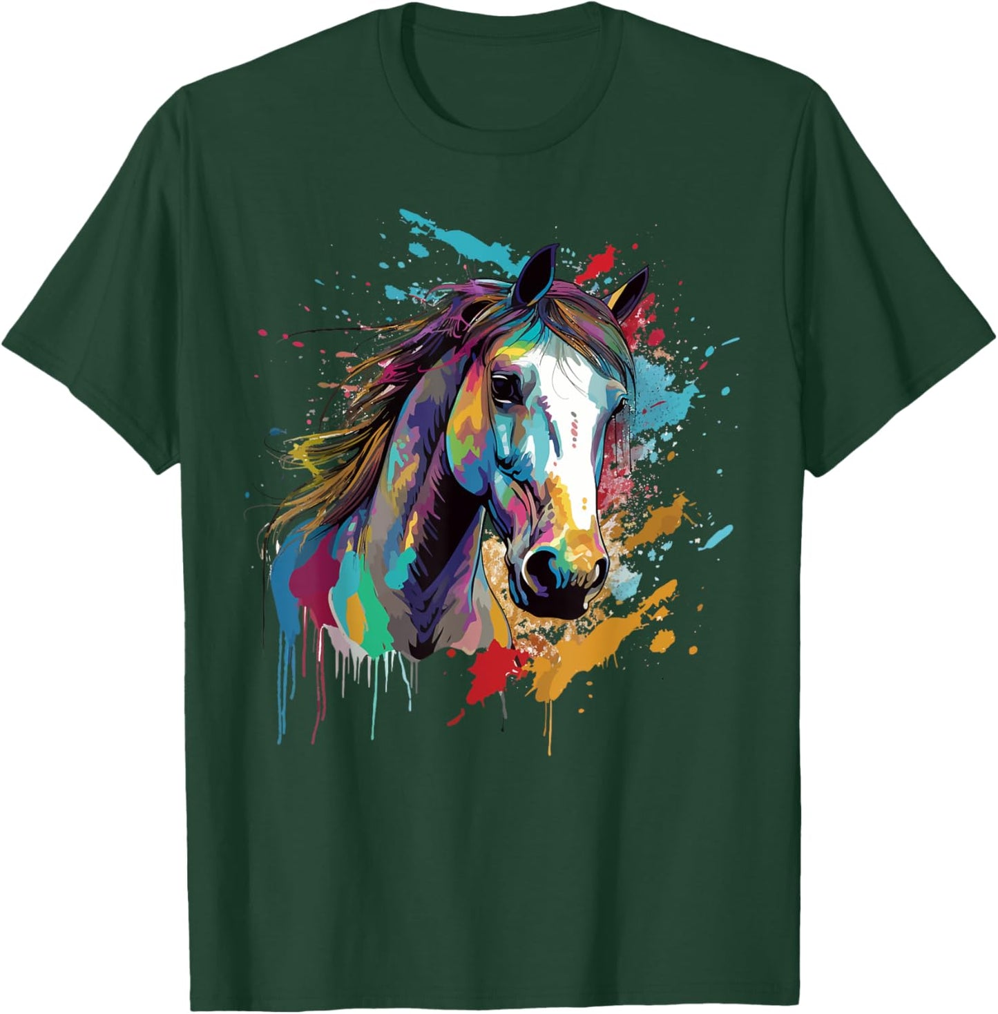 Colorful Splash Art Kuda Padi Horse Lover T-Shirt - T-Shirt | Forest