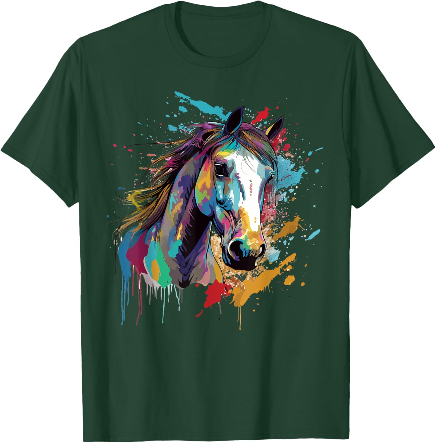 Colorful Splash Art Kuda Padi Horse Lover T-Shirt - T-Shirt | Forest