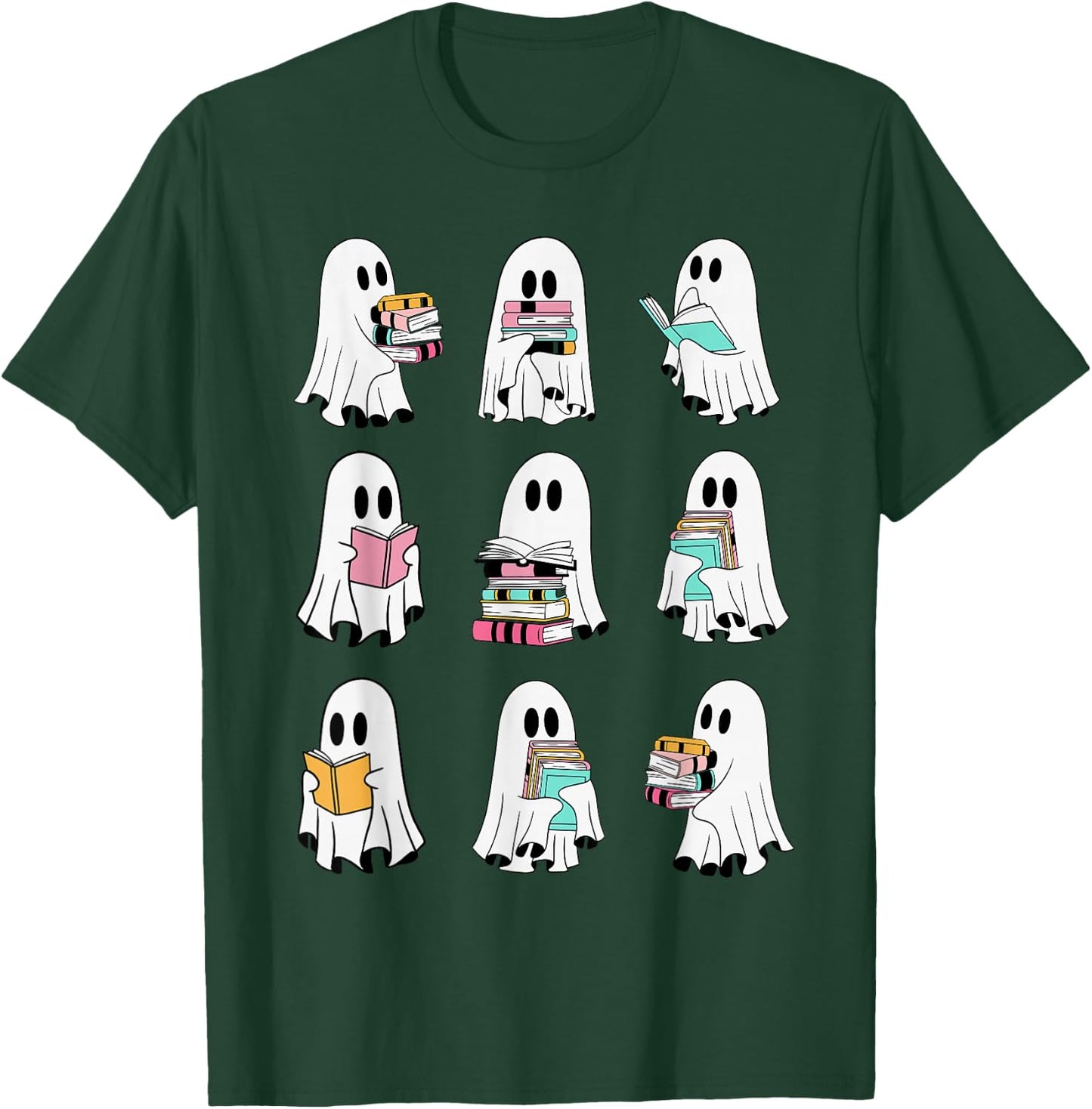 Ghost Reading Books Spooky Librarian Teacher Women T-Shirt - T-Shirt | Forest