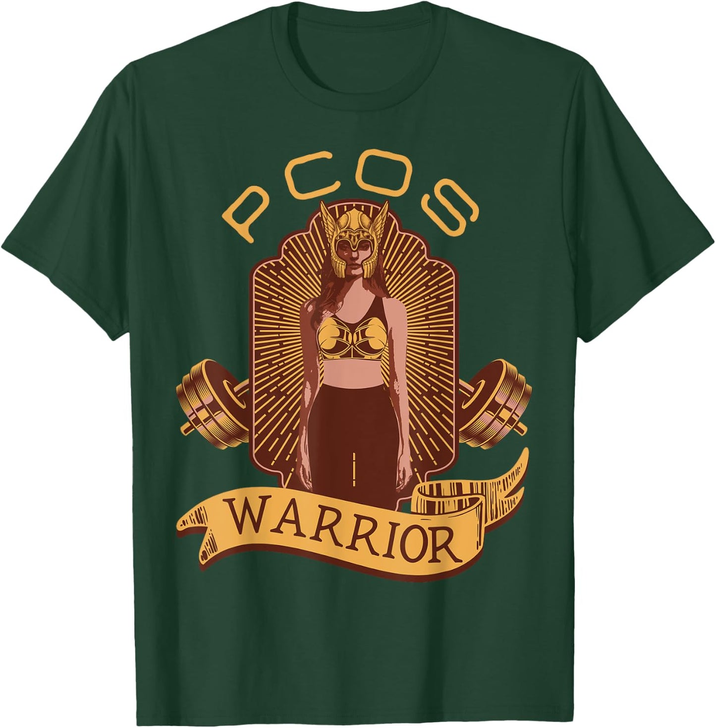 PCOS Awareness Month Exercise Fitness Workout PCOS Warrior T-Shirt - T-Shirt | Forest