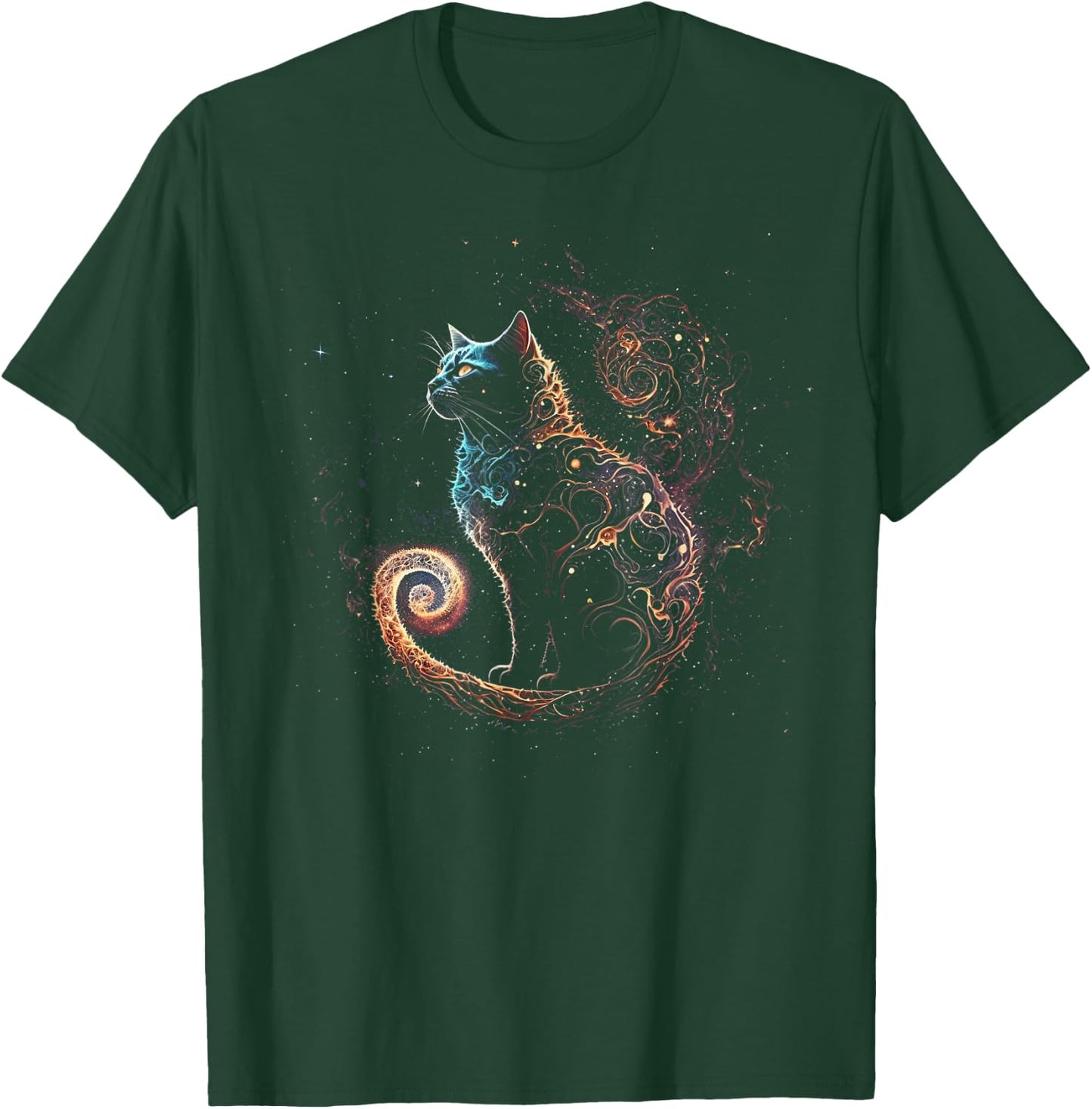 Cat in The Galaxy and Space Kitten Cat Head T-Shirt - T-Shirt | Forest