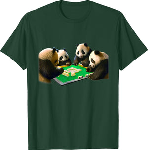Panda Mahjongg Funny Animal Letters Men's Funny Clothes Funny Goods Present Neta Jakushi T-Shirt - T-Shirt | Forest