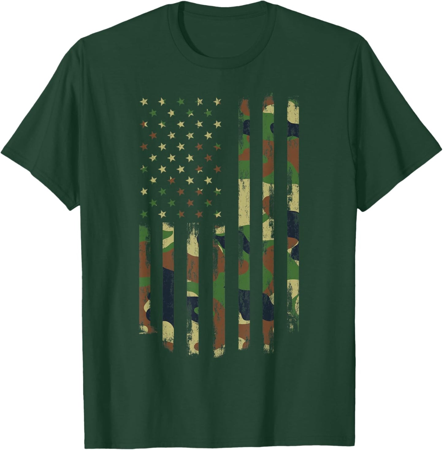 Camo American Flag USA Kids Camouflage Camo American Flag T-Shirt - T-Shirt | Forest