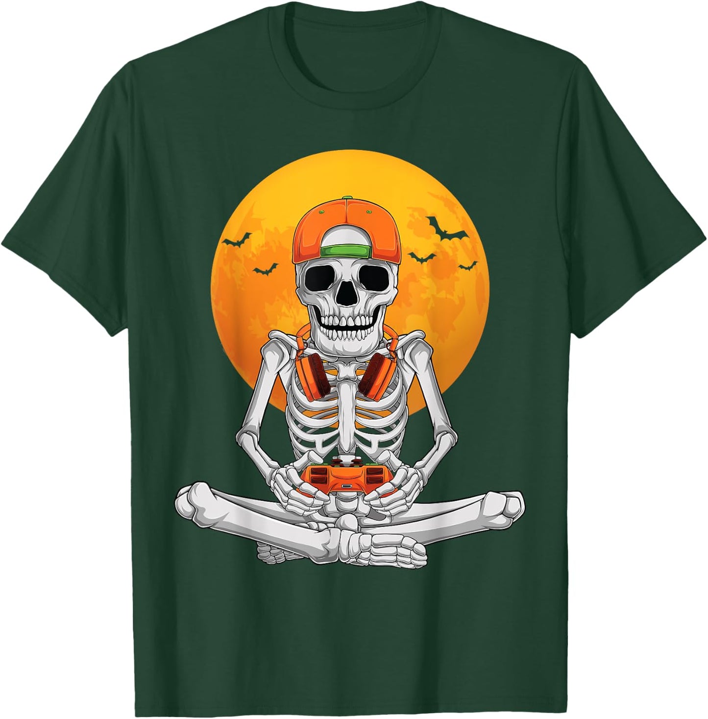 Halloween skeleton gamer video gaming boys men kids teens T-Shirt - T-Shirt | Forest