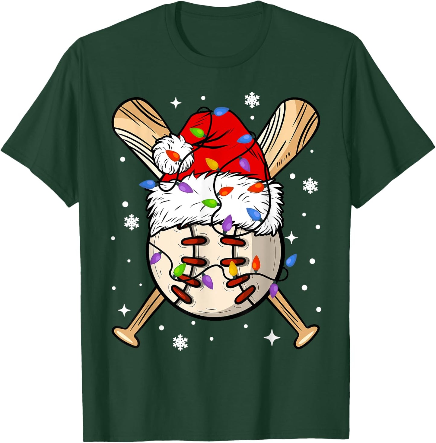 Baseball Christmas Ugly Sweater Funny Santa Sport Men Kids T-Shirt - T-Shirt | Forest