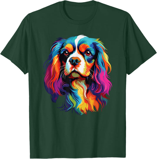Watercolor Colorful Cavalier King Charles Spaniel Dog T-Shirt - T-Shirt | Forest