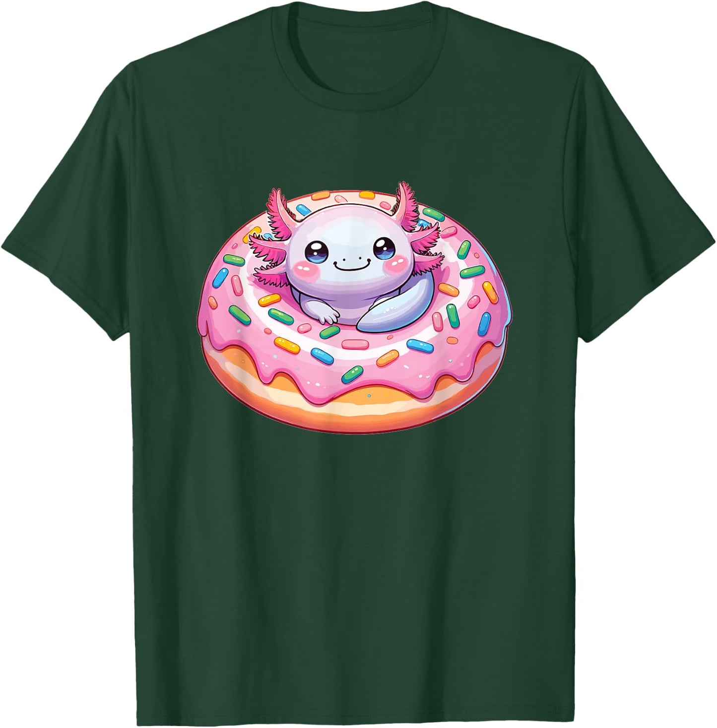 Axolotl In Sweet Donut Funny Axolotl Fast Food T-Shirt - T-Shirt | Forest