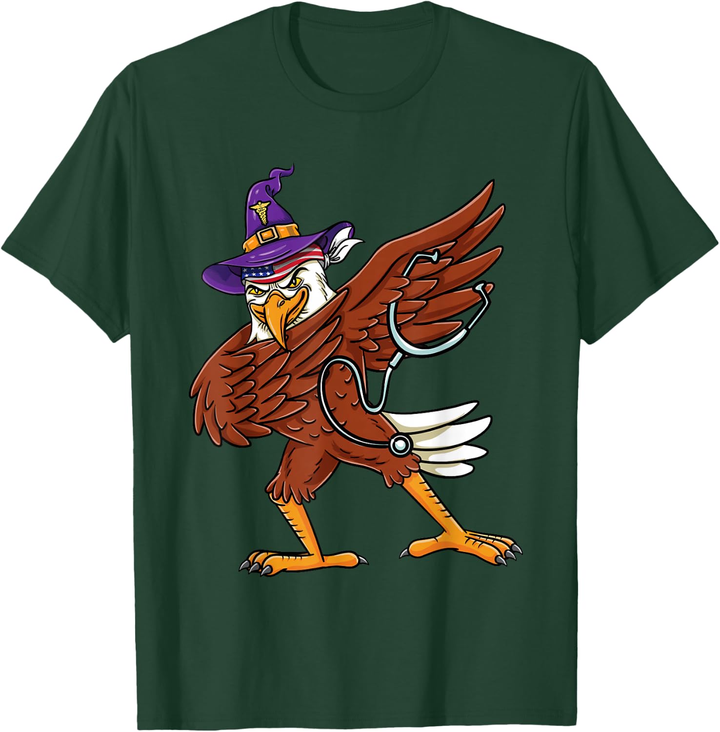 Dabbing Witch Eagle Nurse Halloween T-Shirt - T-Shirt | Forest
