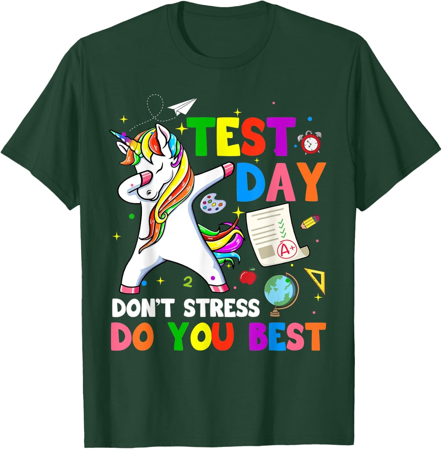 I'm Ready To Crush Test Day Unicorn Dabbing Testing Day T-Shirt - T-Shirt | Forest