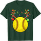 Softball Ball Reindeer Antler Christmas Ornament Pajama Teen T-Shirt - T-Shirt | Forest