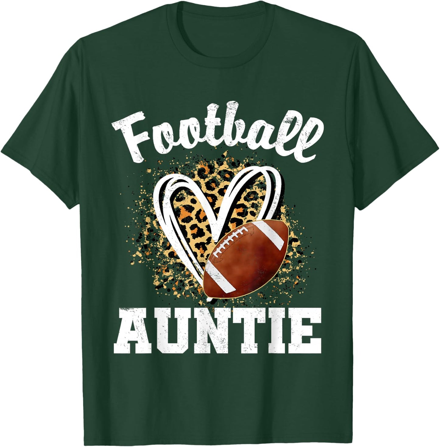 Football Auntie Leopard Heart T-Shirt - T-Shirt | Forest
