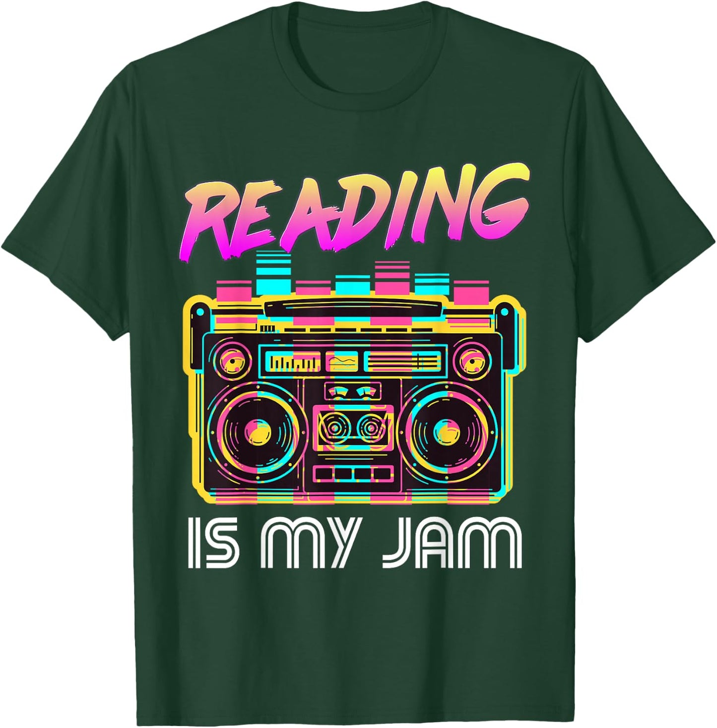 Back to School Retro Reading is My Jam 80s Teacher Boombox T-Shirt - T-Shirt | Forest