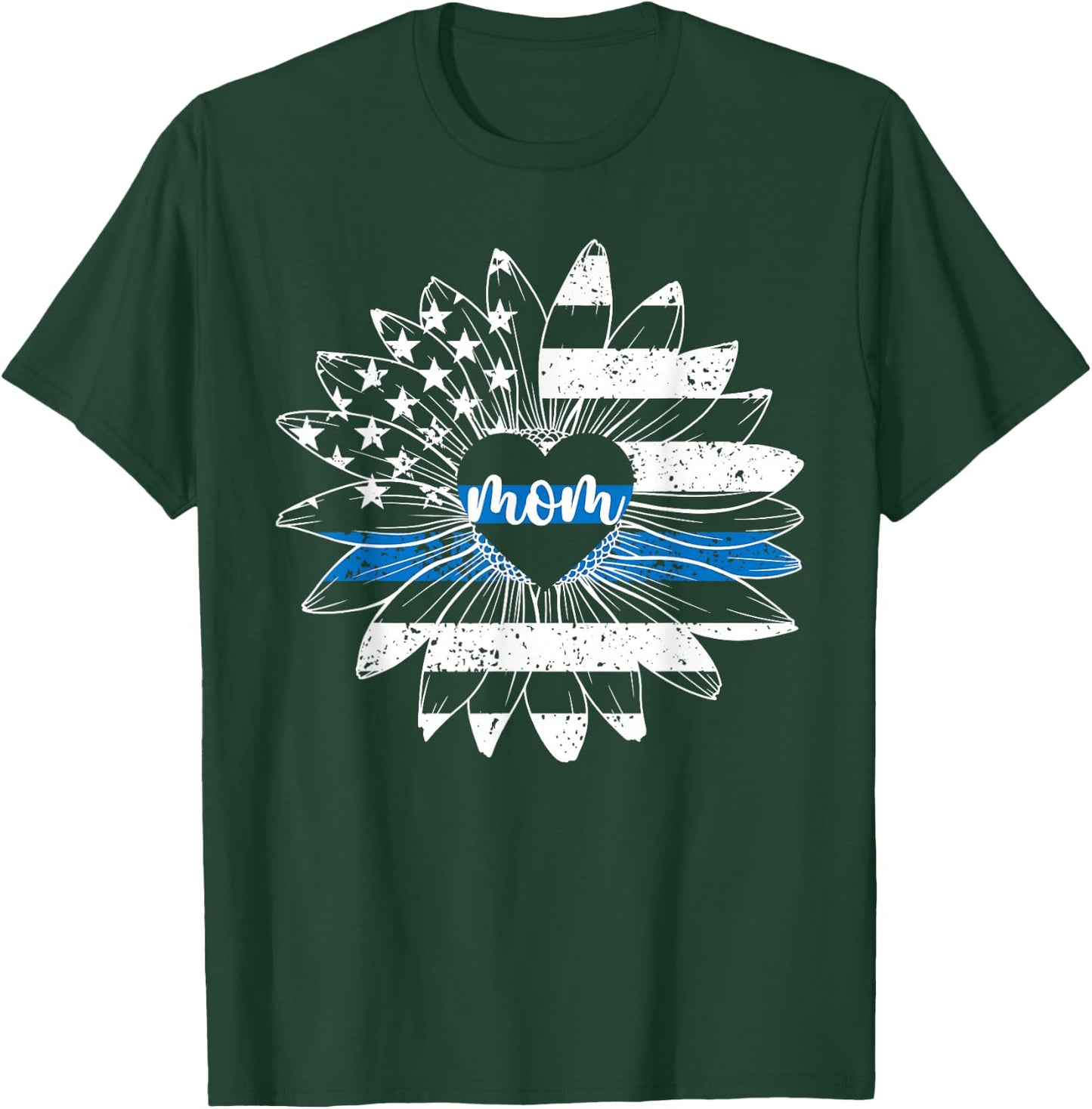 Police Mom Flower Mom Of A Police Officer Mother T-Shirt - T-Shirt | Forest