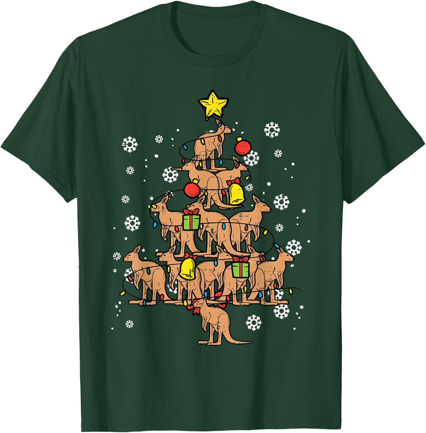Kangaroo Christmas Tree Xmas Australian Summer Men Women T-Shirt - T-Shirt | Forest