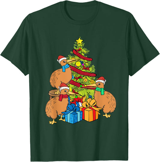 Kiwi Bird Lover Kids Christmas Tree New Zealand Kiwi T-Shirt - T-Shirt | Forest