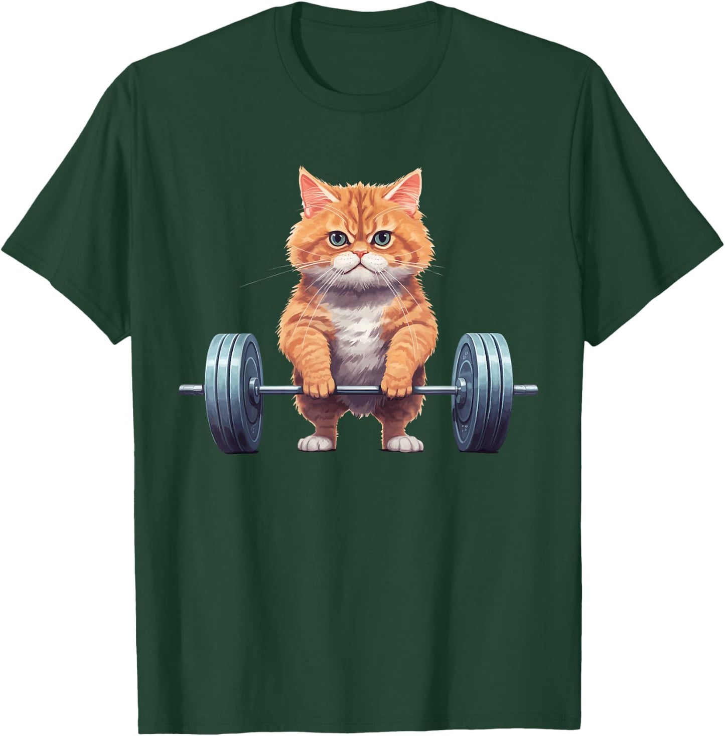 Gym Cat Deadlifting T-Shirt - T-Shirt | Forest