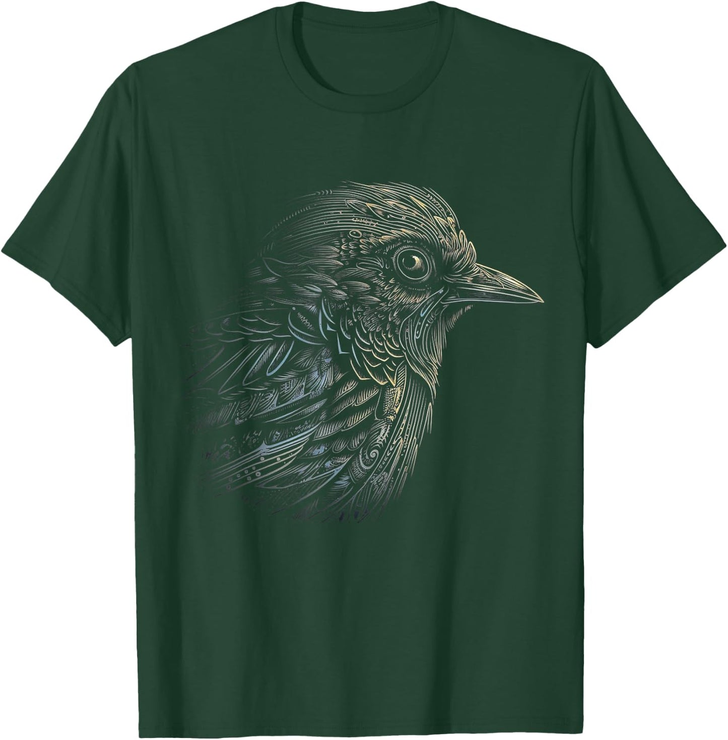 Bird Portrait Artwork | Animal Motif Bird T-Shirt - T-Shirt | Forest