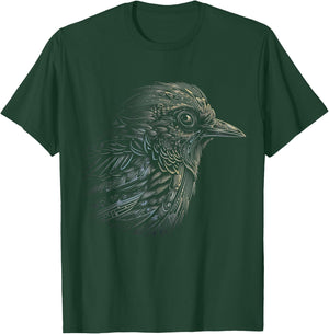 Bird Portrait Artwork | Animal Motif Bird T-Shirt - T-Shirt | Forest