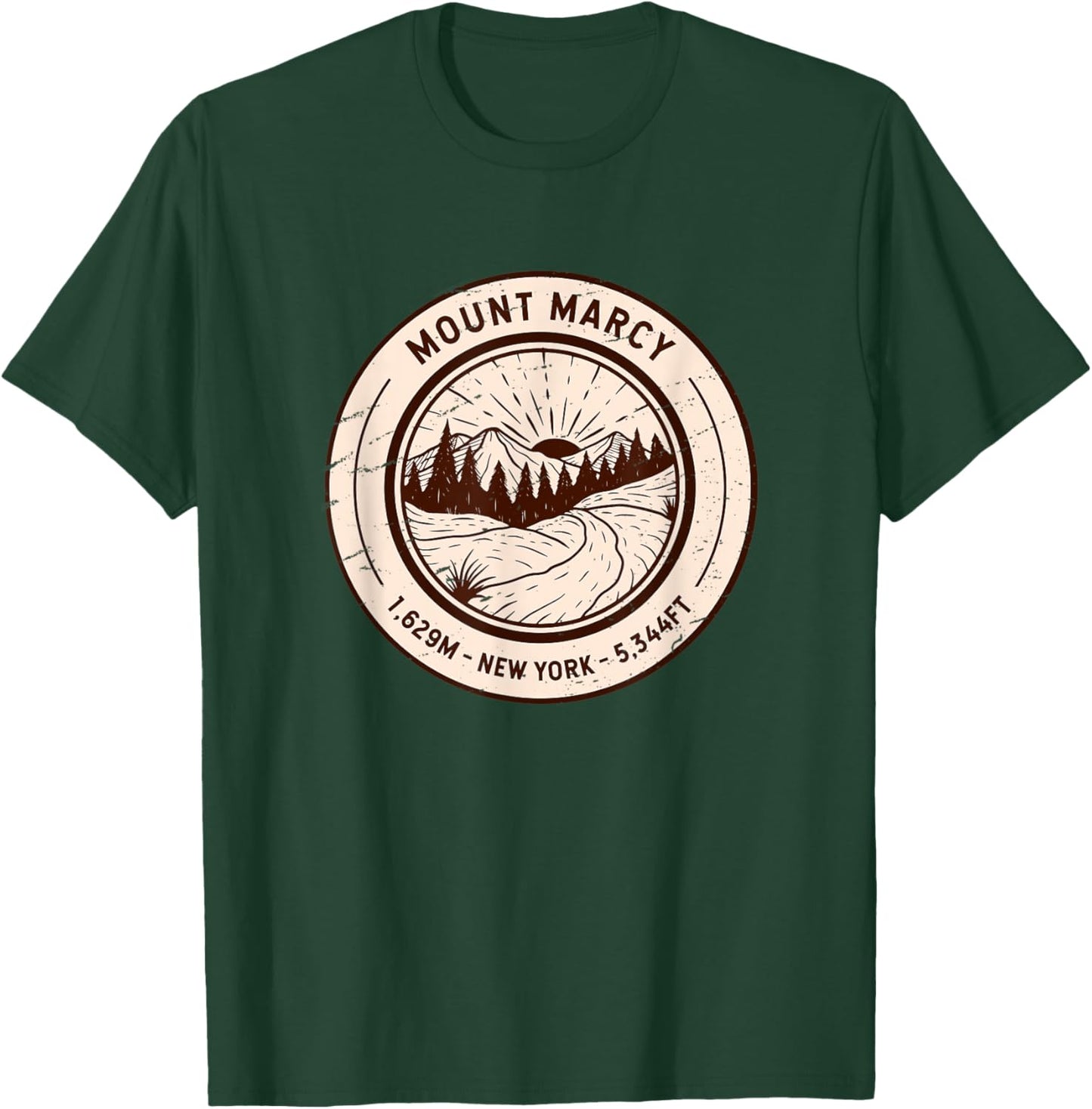 Mount Marcy New York Hiking Skiing Vintage T-Shirt - T-Shirt | Forest