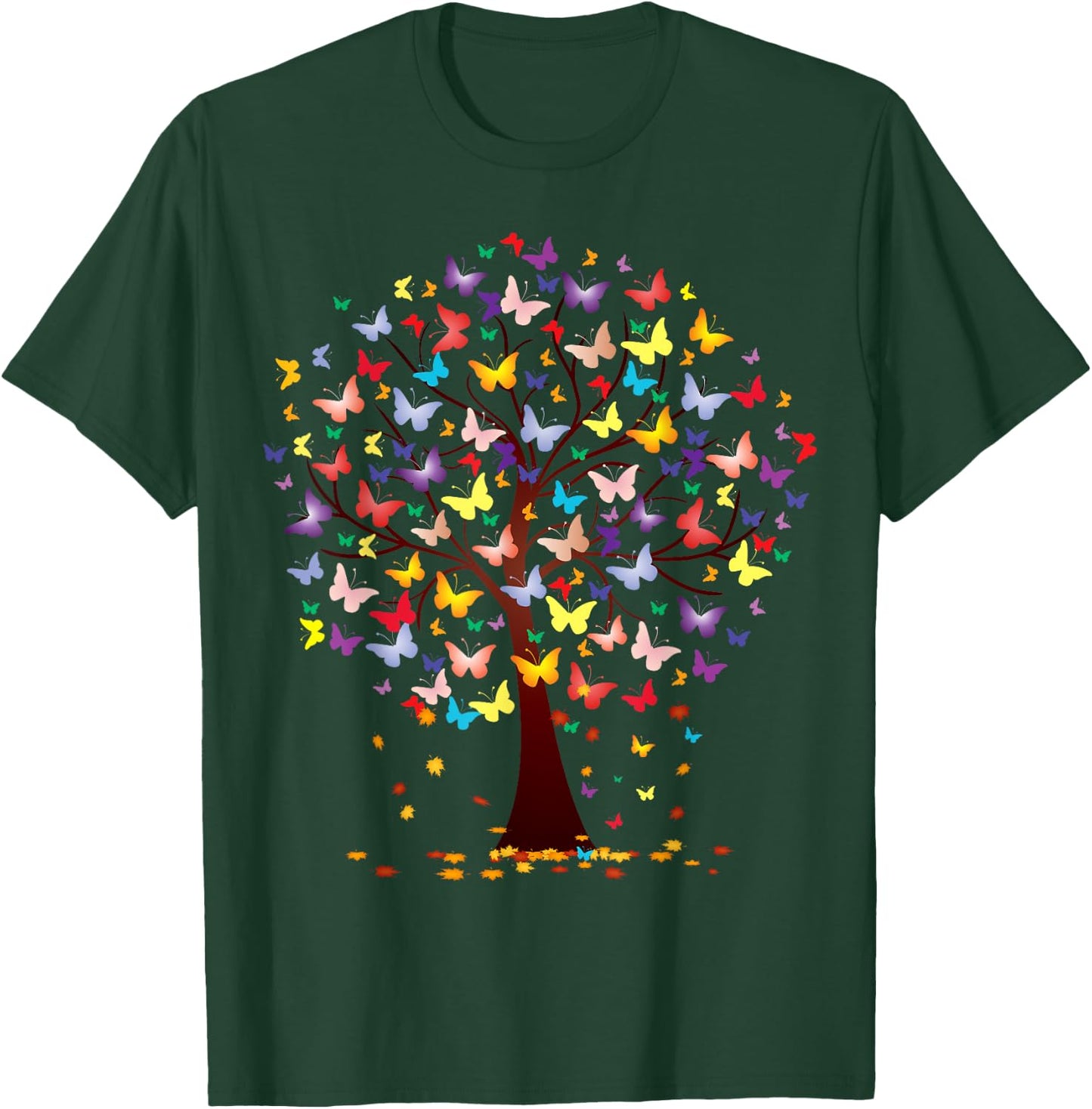 Butterfly Tree Beautiful Autumn Thanksgiving Gifts T-Shirt - T-Shirt | Forest