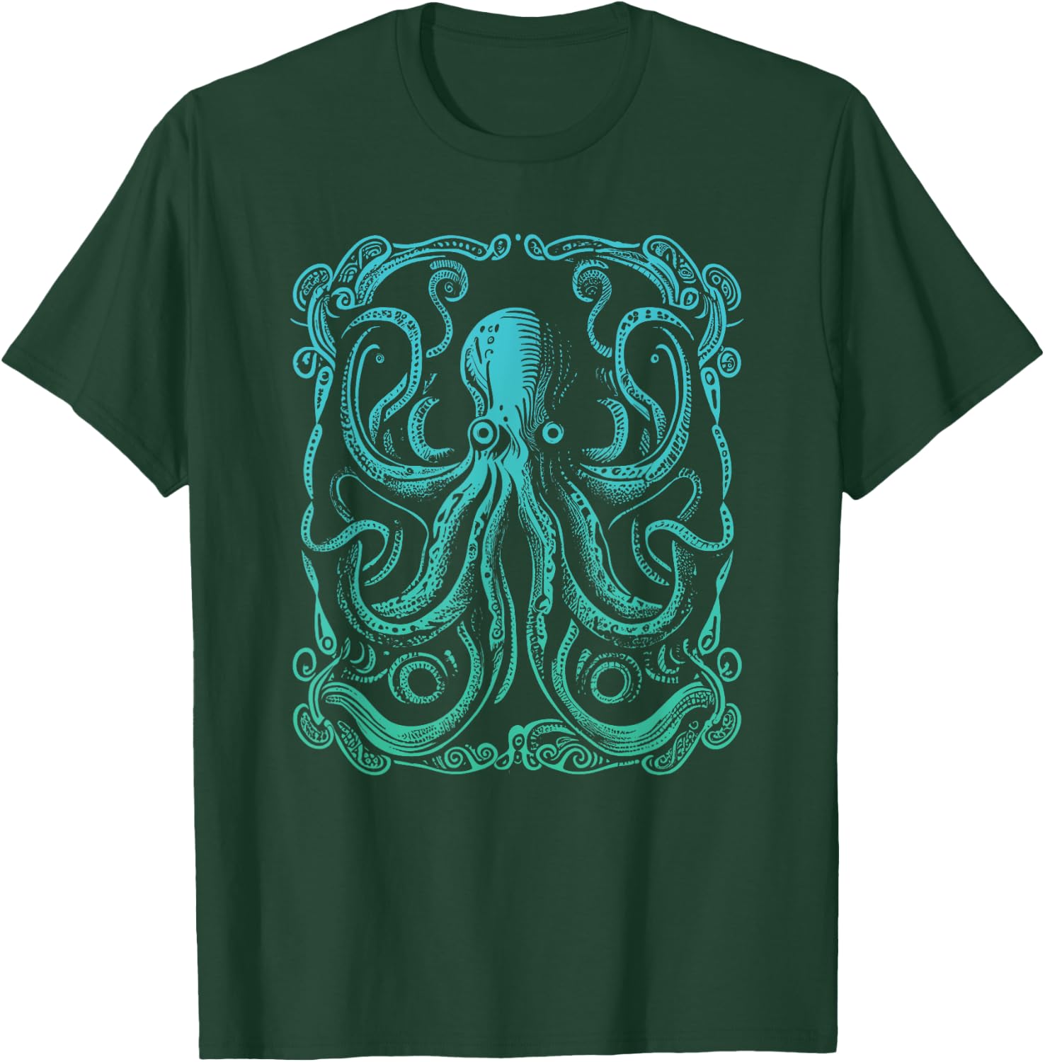 Beautiful Artistic Octopus Squid Sea Creature Graphic T-Shirt - T-Shirt | Forest